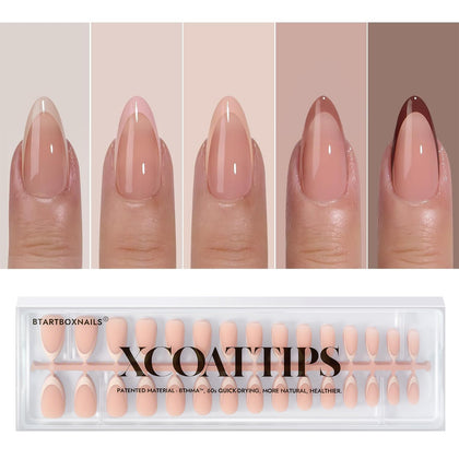 BTARTBOXNAILS XCOATTIPS faux ongles ton peau modèle M Almond de face