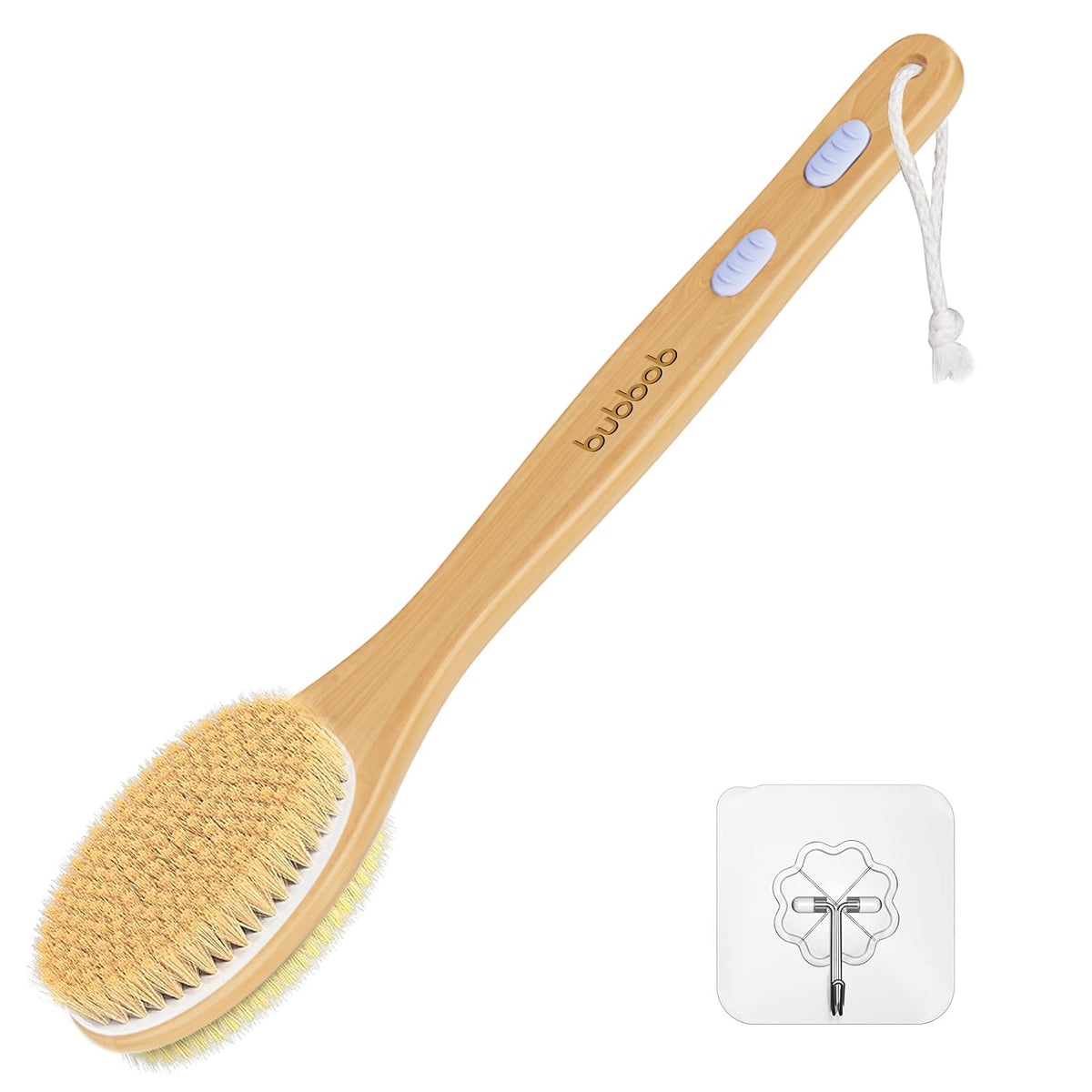 Bubbob Brosse de Douche Longue vue de face avec poils double-face