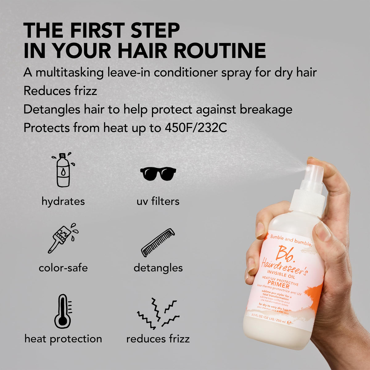 Bumble and bumble. Après-shampooing sans rinçage sur coiffeuse