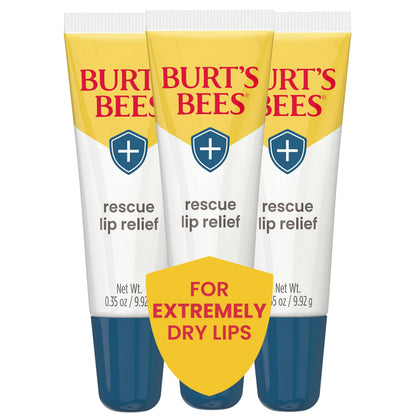 Burt's Bees Baume à Lèvres Rescue Lip Relief trois tubes de 0,35 oz