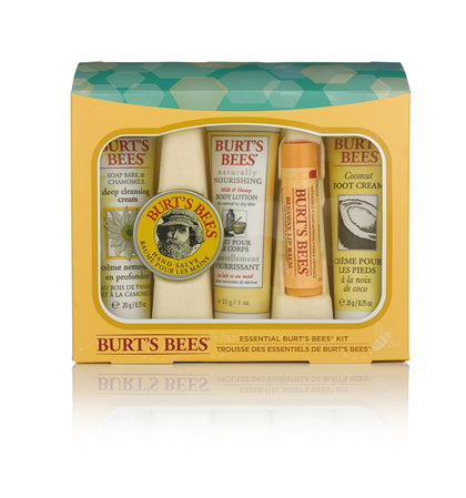 Burt's Bees Essential Kit avec cinq produits de soins en format voyage