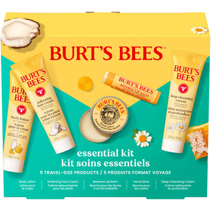 Burt's Bees Essentials Kit contenant 5 produits de soin en format voyage