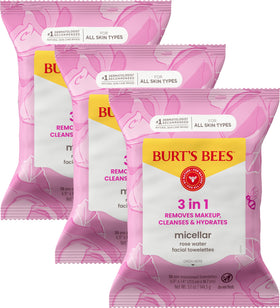 Burt's Bees Lingettes Micellaires Eau de Rose pack de 3