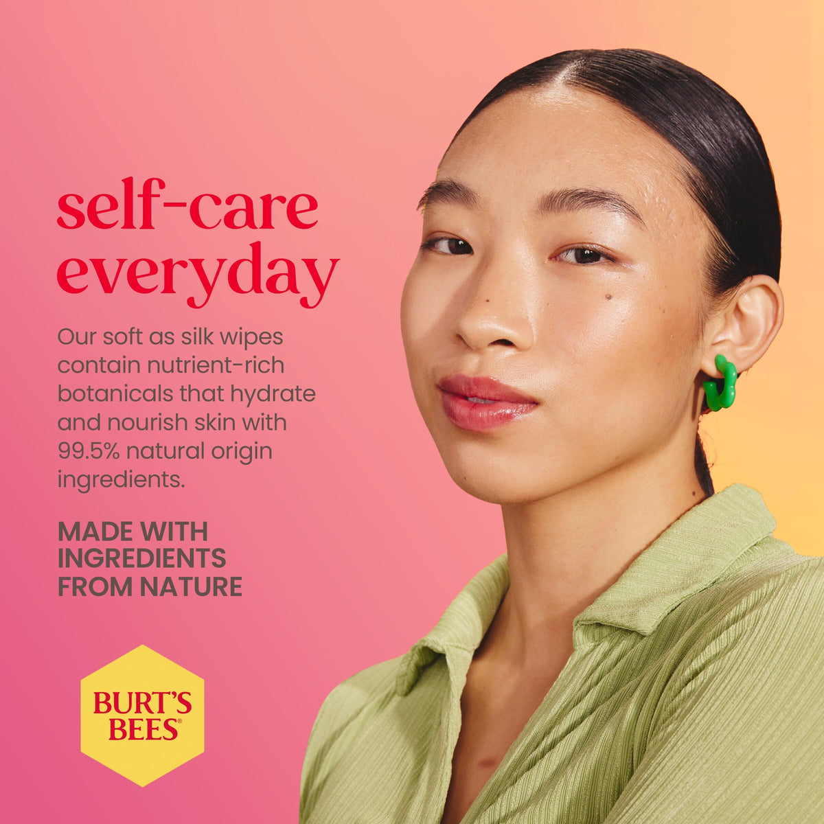 Burt's Bees lingettes visage au pamplemousse rose, usage quotidien