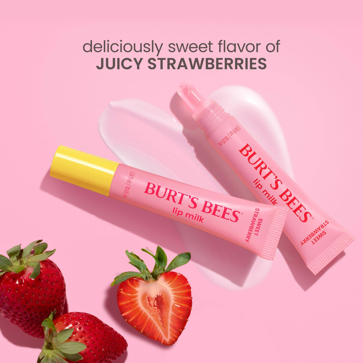 Burt's Bees Lip Milk Fraise Sucrée avec des accessoires de beauté