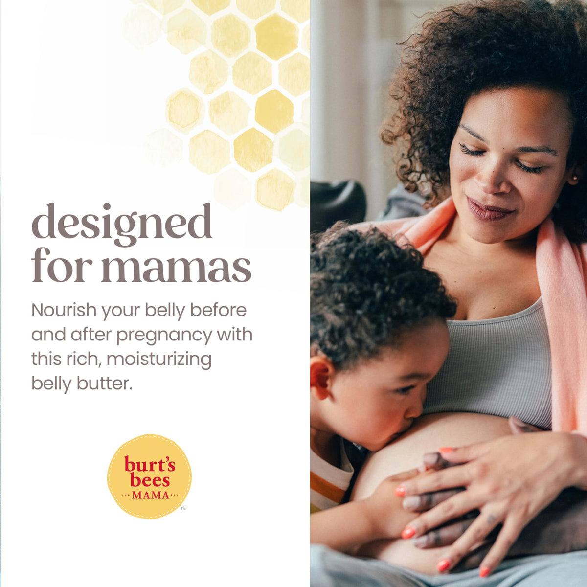 Burt's Bees Mama Belly Butter 240g ouvert avec une cuillère