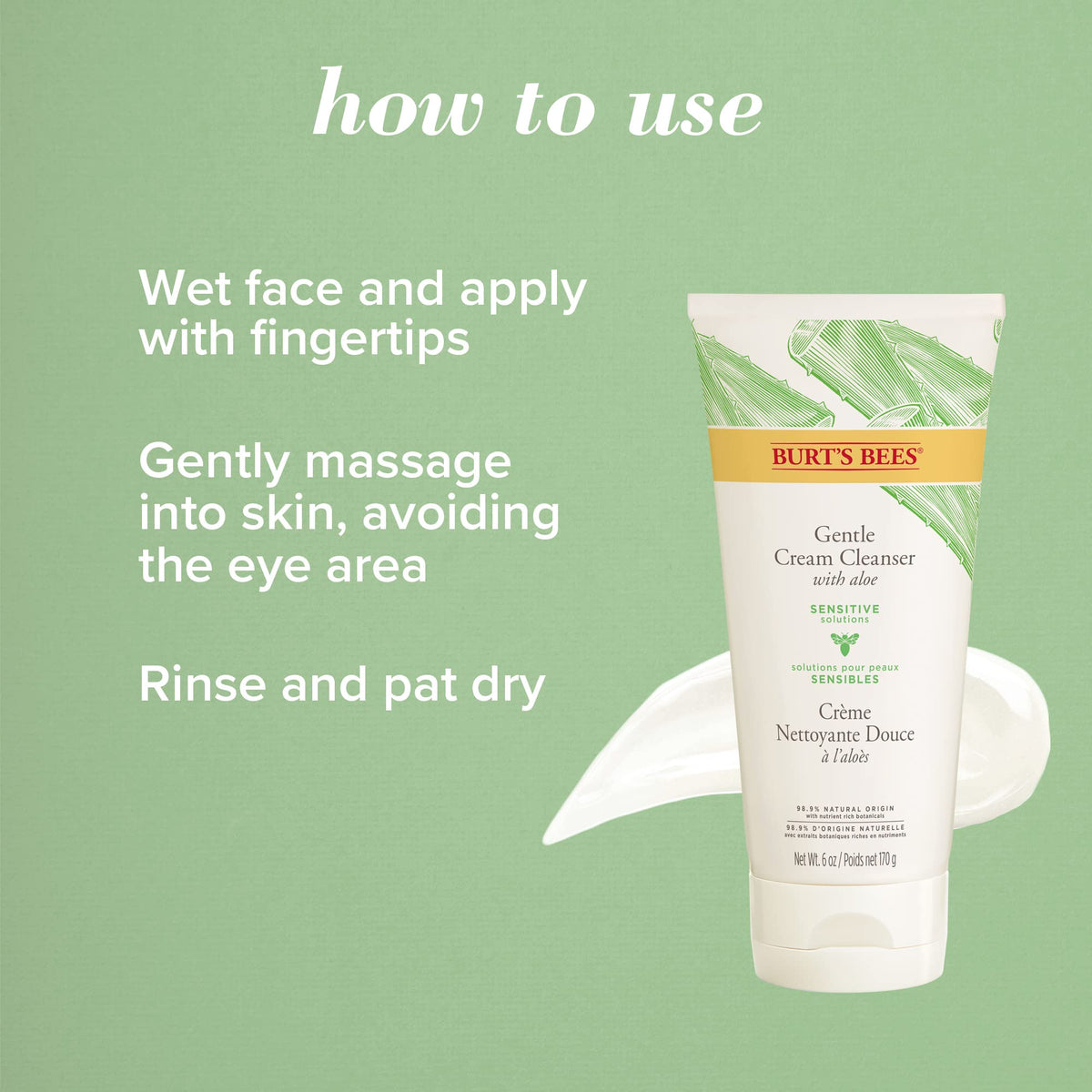 Burt's Bees nettoyant crème doux Aloe Vera avec ingrédients naturels