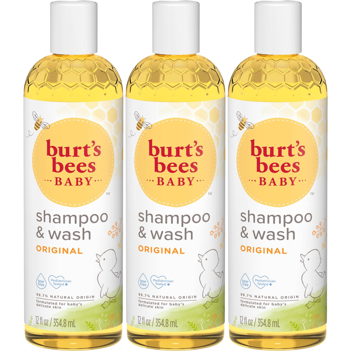 Burt's Bees Shampoo et Gel Douche Bébé 3 x 355 ml vue avant