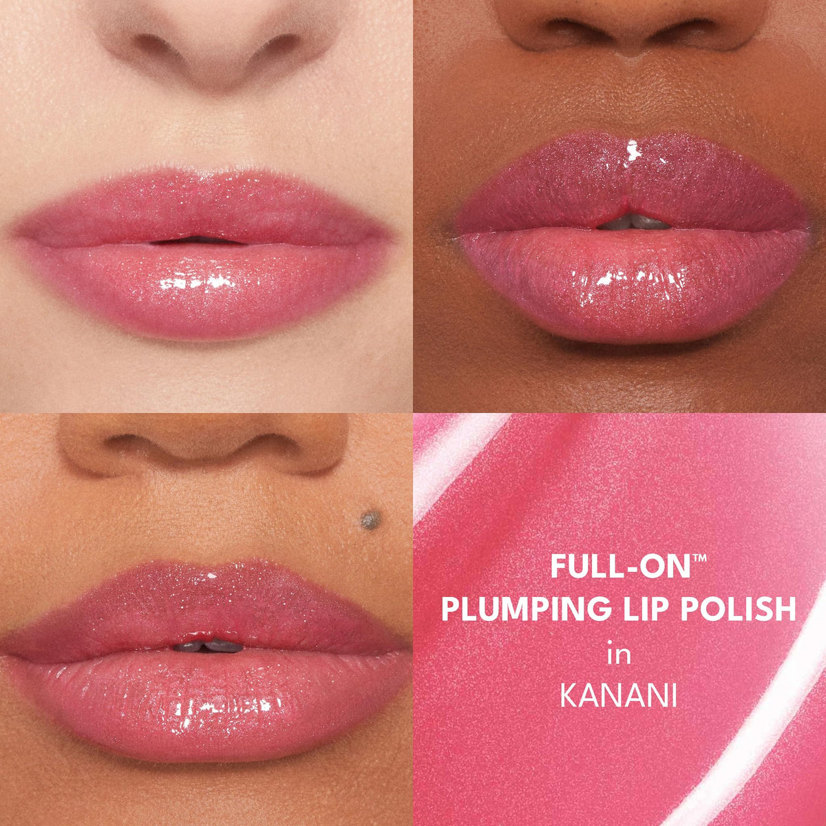 Buxom Full-On Plumping Lip Polish Kanani texture sur main