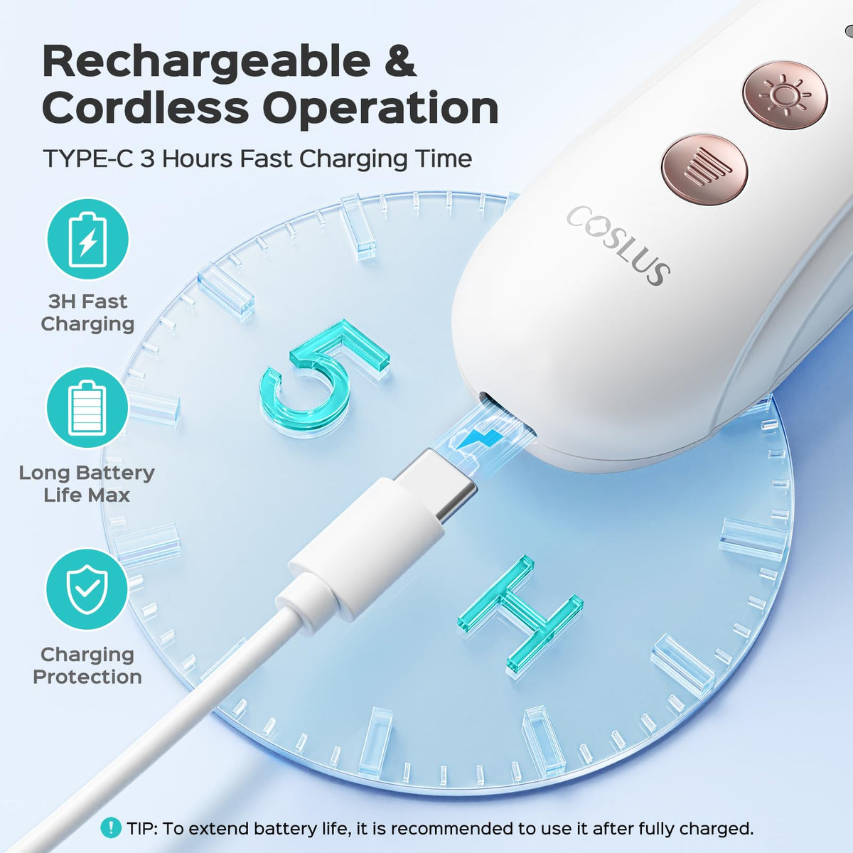 Câble de chargement Type-C du kit manucure COSLUS