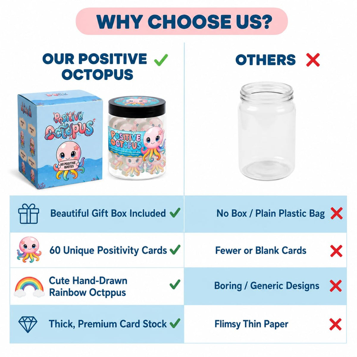 Cadeau du Pot Octopus Positif avec un ruban décoratif
