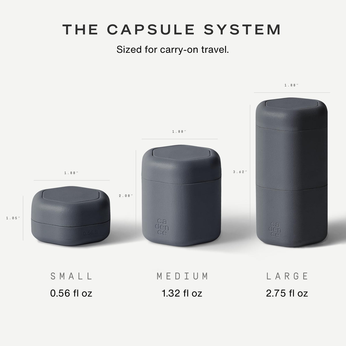 Cadence Capsule Set de Voyage en détail avec étiquettes visibles