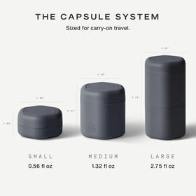 Cadence Capsule Set de Voyage en détail avec étiquettes visibles