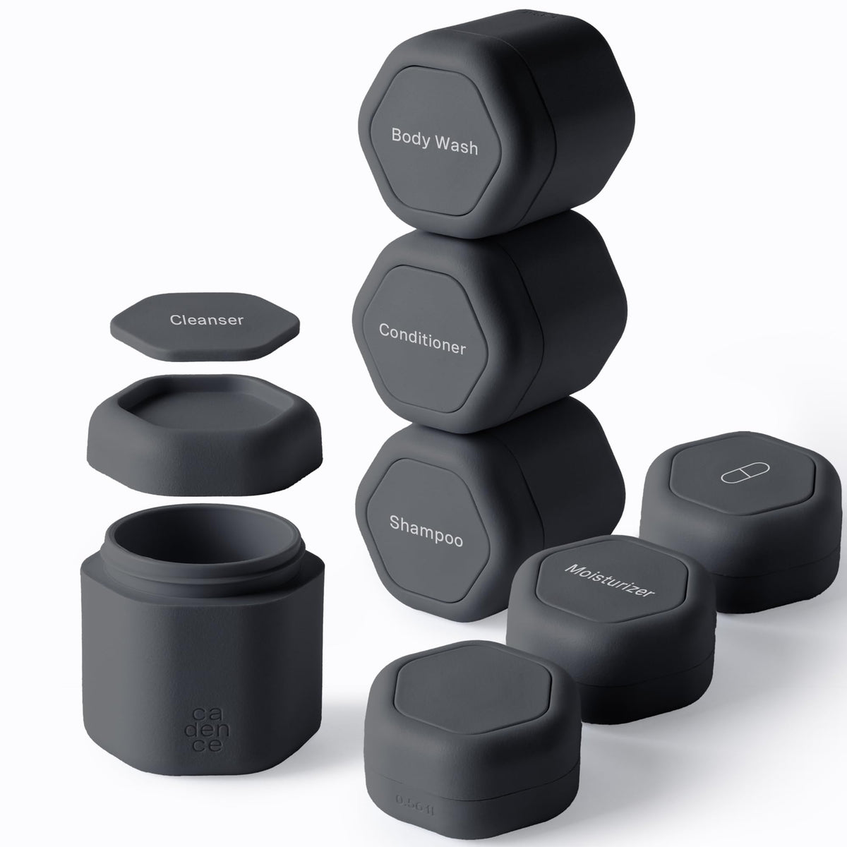 Cadence Capsule Set de Voyage vue de face avec capsules étiquetées
