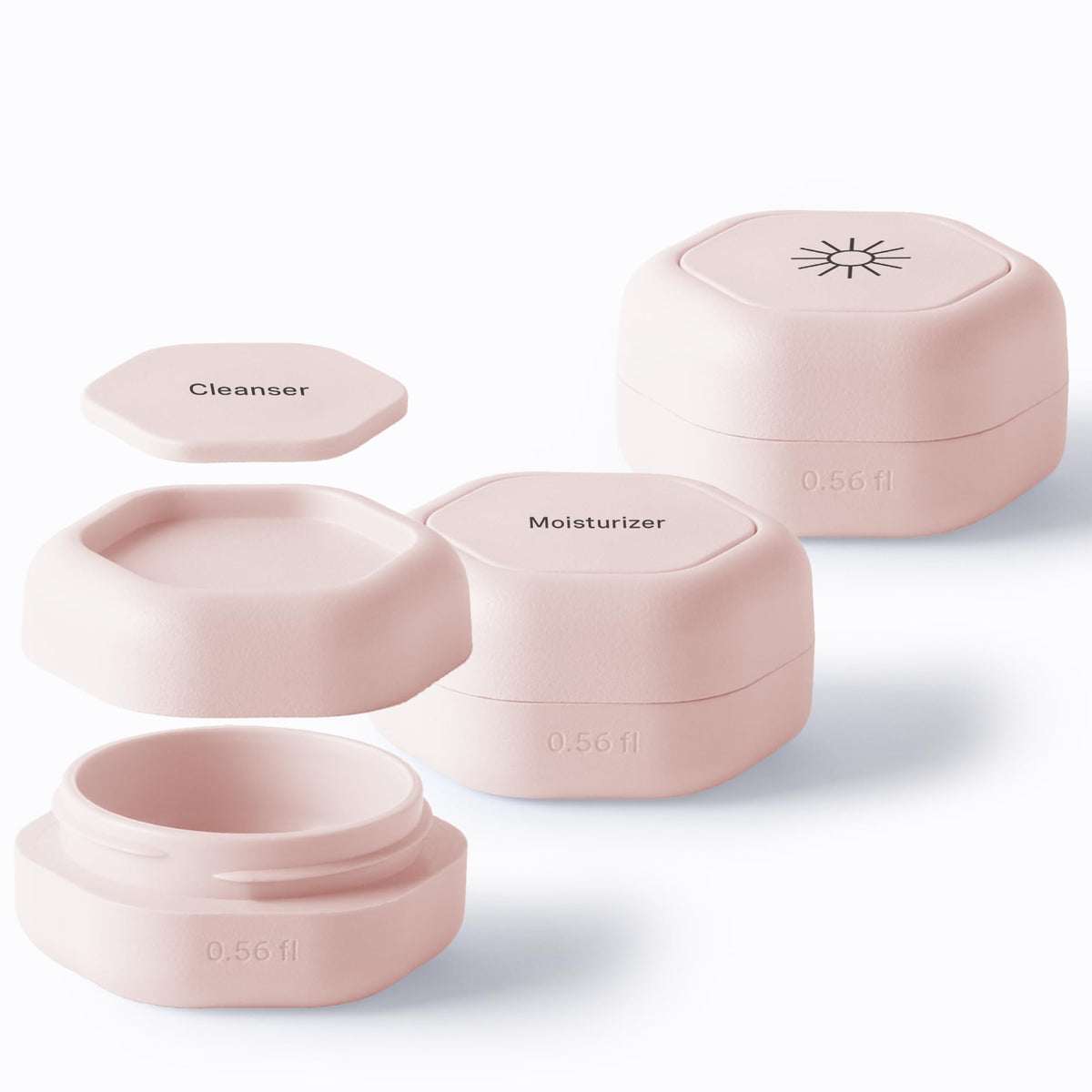 Cadence Capsules ensemble de soins avec trois contenants en vue de face