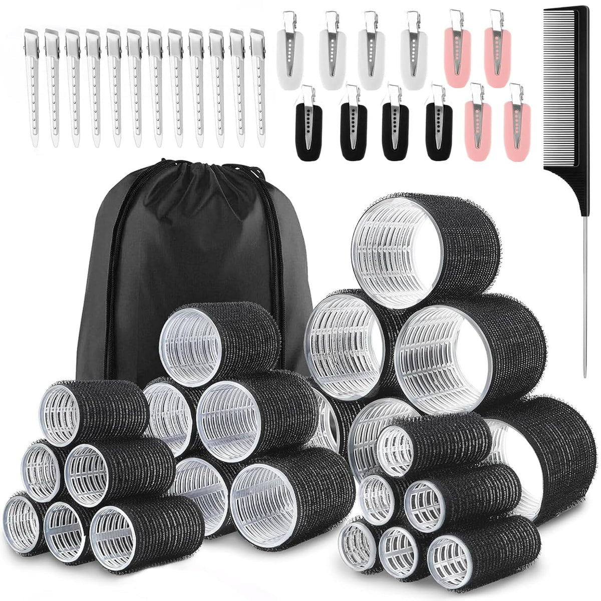 Caija-H ensemble de rouleaux cheveux 50 pièces avec sac de rangement