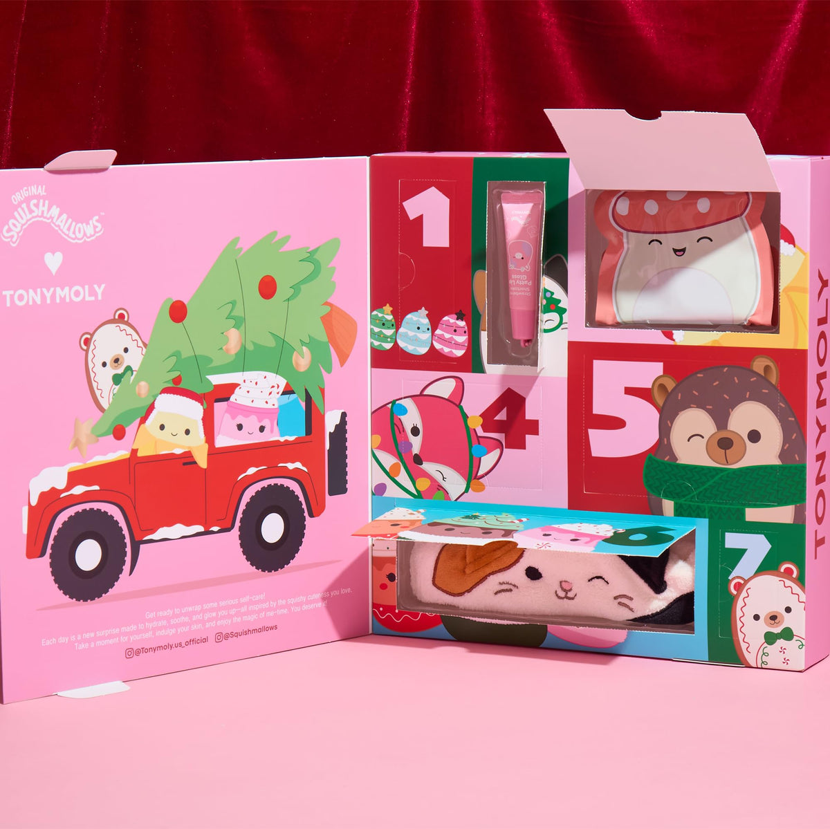Calendrier de l'Avent TONYMOLY avec illustrations Squishmallows