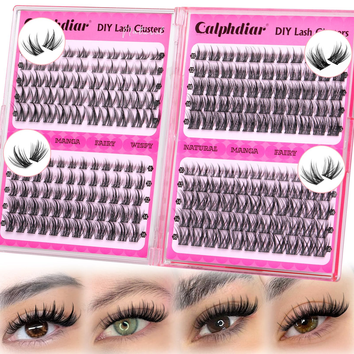 calphdiar faux cils C Curl 220pcs pack avant