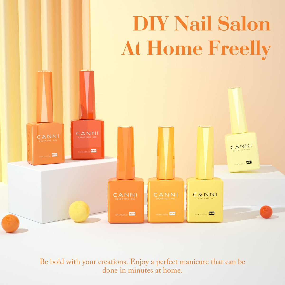 CANNI Gel Nail Polish flacon orange avec étiquette 3D