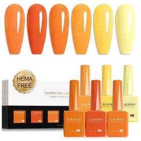 CANNI Gel Nail Polish Set de 6 Teintes Orange, vue de face