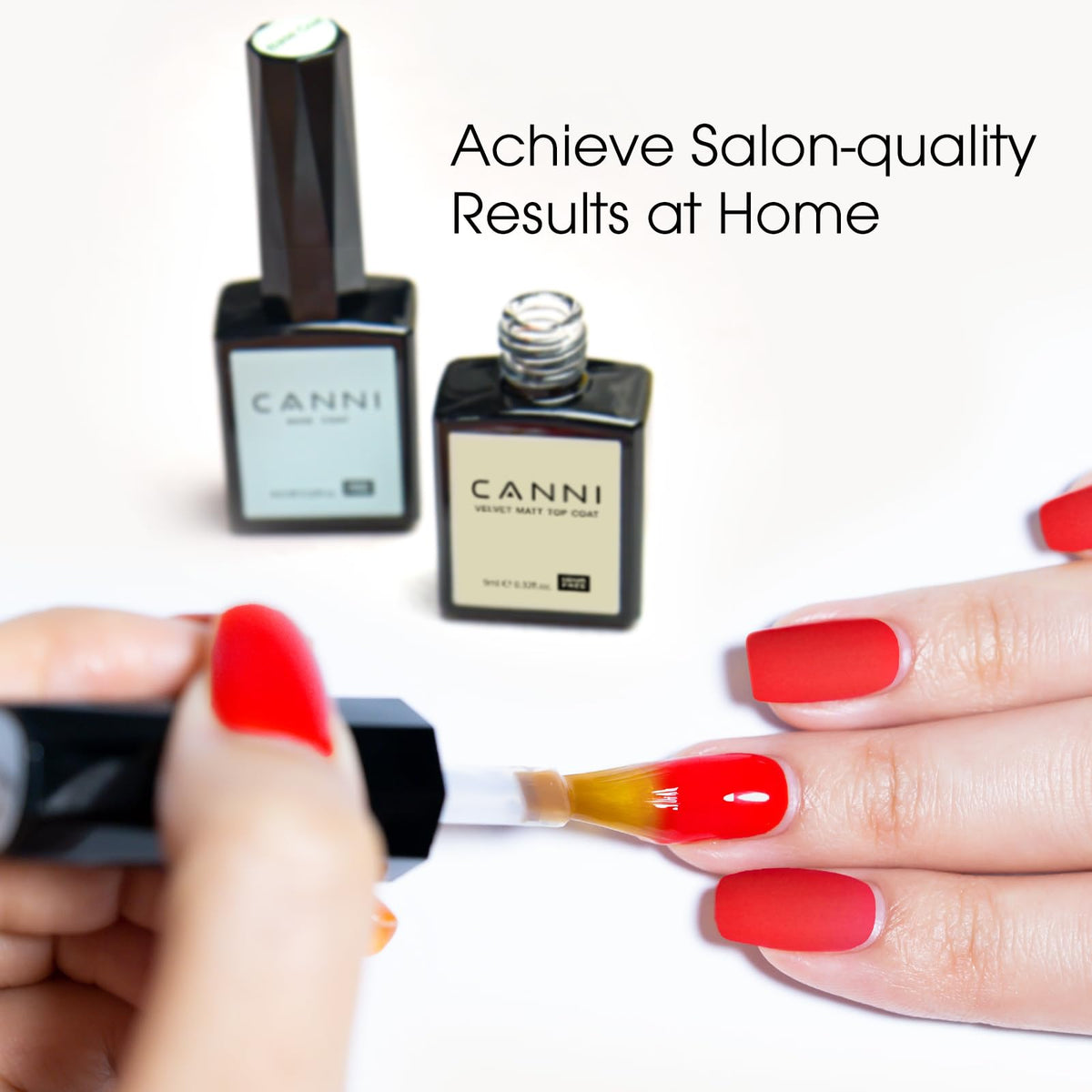 CANNI Set de Top Coat sur une table de manucure