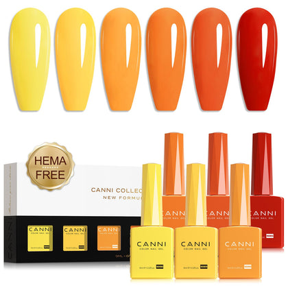 CANNI set de vernis à ongles gel 6 teintes orange vue de face