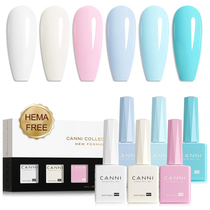 CANNI Set de Vernis à Ongles Gel 9ML 6 Teintes Pastel - Flacons colorés