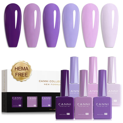 CANNI Set de Vernis à Ongles Gel 9ML 6 Teintes Violettes vue de face