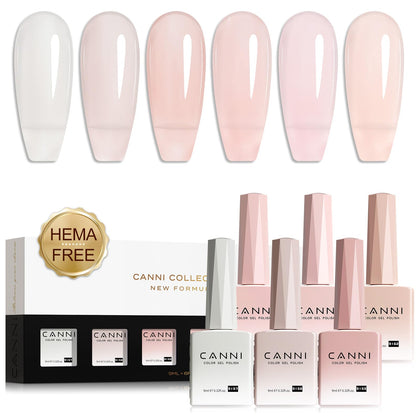CANNI set de vernis à ongles gel 9ML avec 6 teintes nude rose