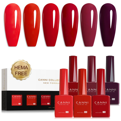 CANNI set de vernis gel 9ML avec 6 teintes rouges