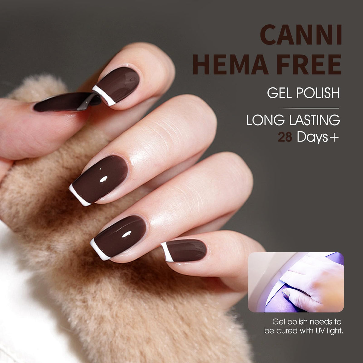 CANNI Vernis à Ongles Brun Foncé application sur ongles