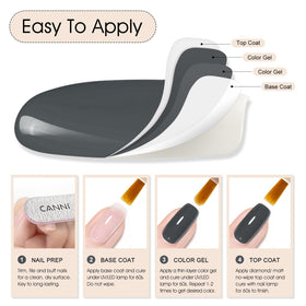 CANNI Vernis à Ongles Gel 9ml gris brillant sur des ongles bien manucurés
