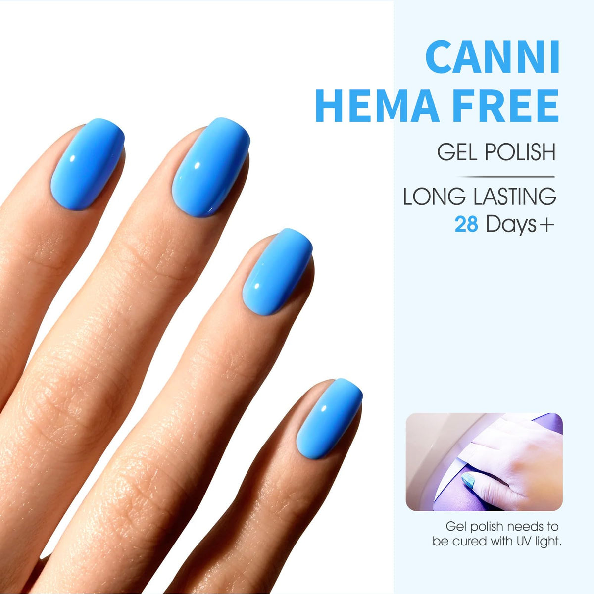 CANNI Vernis à Ongles Gel Bleu Brillant 41g sur table de manucure