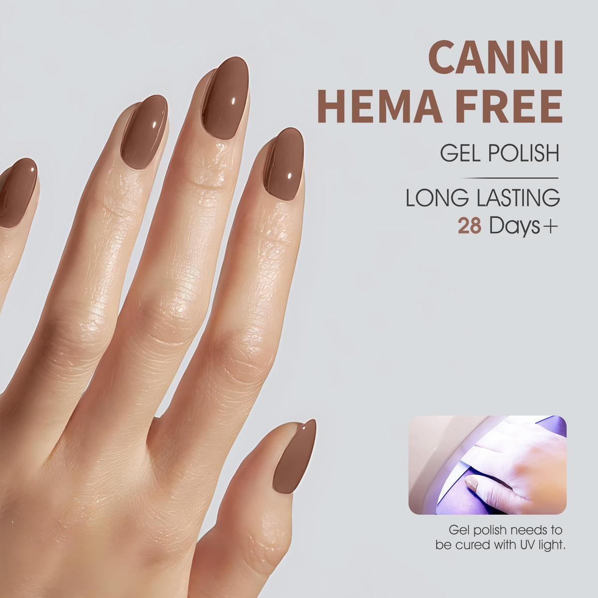 CANNI Vernis à Ongles Gel Chocolat Marron 50g application sur ongles
