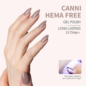 CANNI Vernis à Ongles Gel Marron Clair, application sous lampe UV