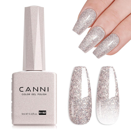CANNI vernis à ongles gel pailleté rose gris 9ml vue de face