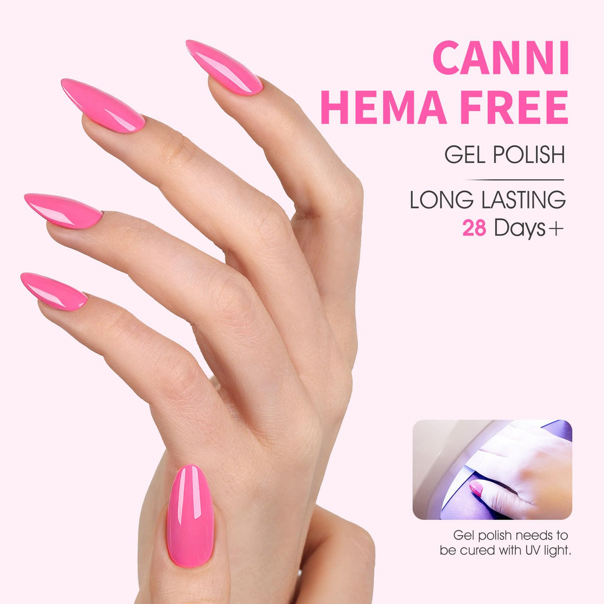 CANNI Vernis à Ongles Gel Rose avec lampe UV
