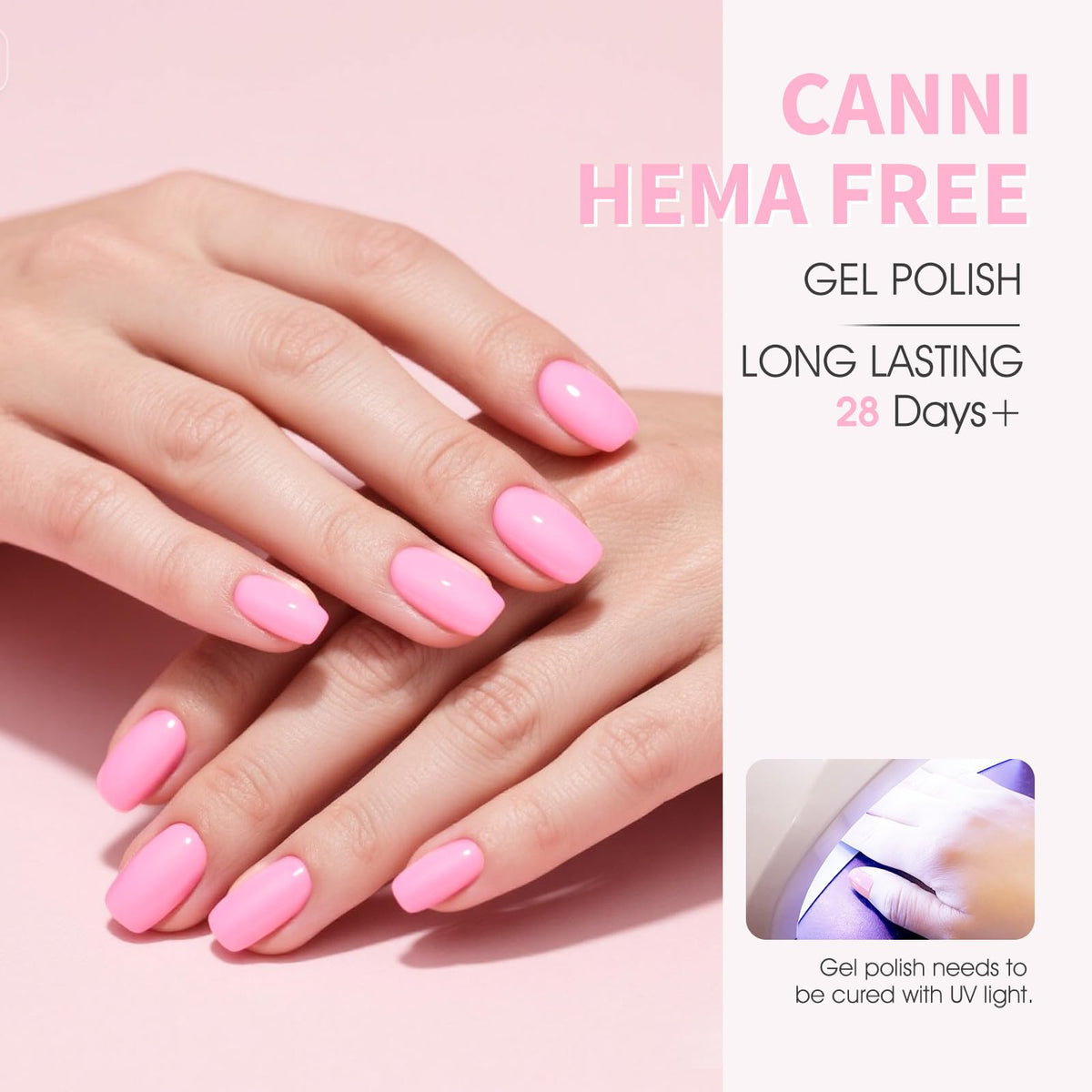 CANNI Vernis à Ongles Gel Rose Bébé sous lampe UV