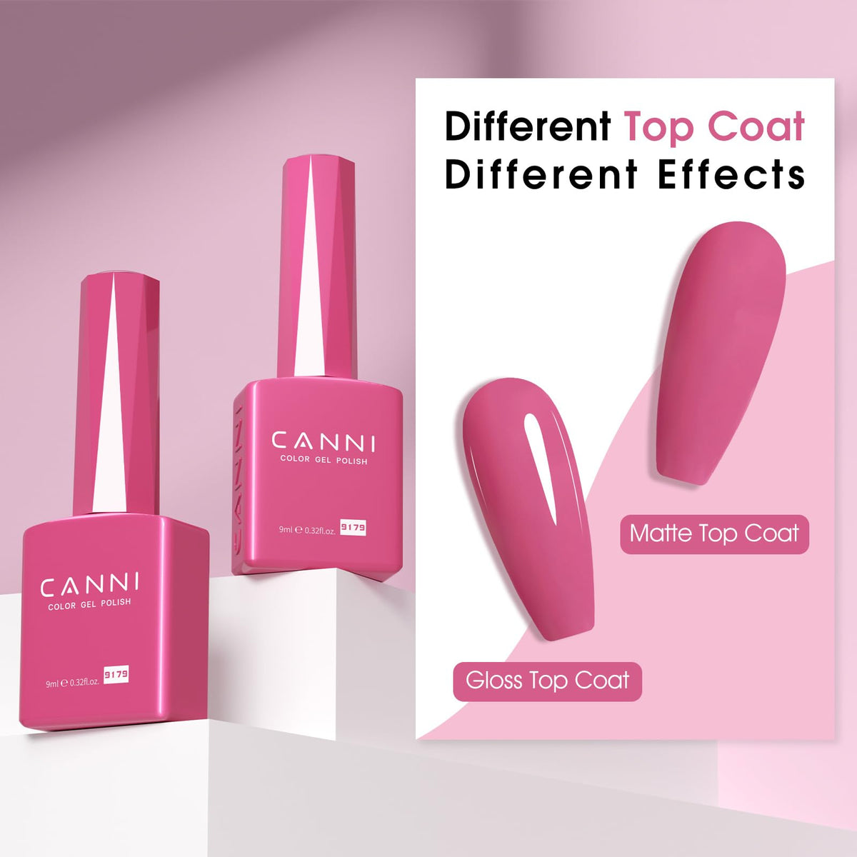 CANNI Vernis à Ongles Gel Rose Profond 9ml près d'autres produits de manucure