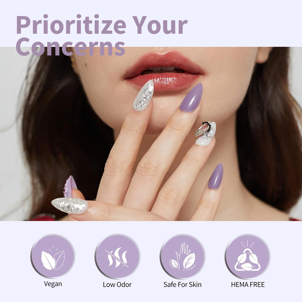 CANNI vernis à ongles gel violet en usage