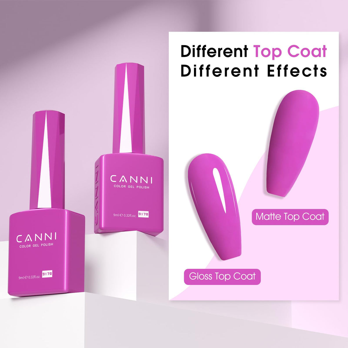 CANNI vernis à ongles gel violet néon dans son emballage
