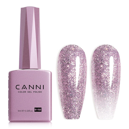 CANNI vernis à ongles gel violet pailleté, bouteille vue avant