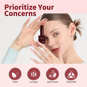CANNI vernis à ongles rouge bordeaux pailleté, vue de côté