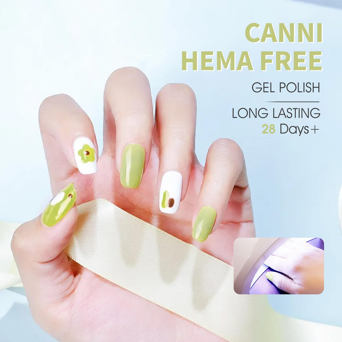 CANNI Vernis à Ongles Vert Pastel 1Pcs application sur ongles
