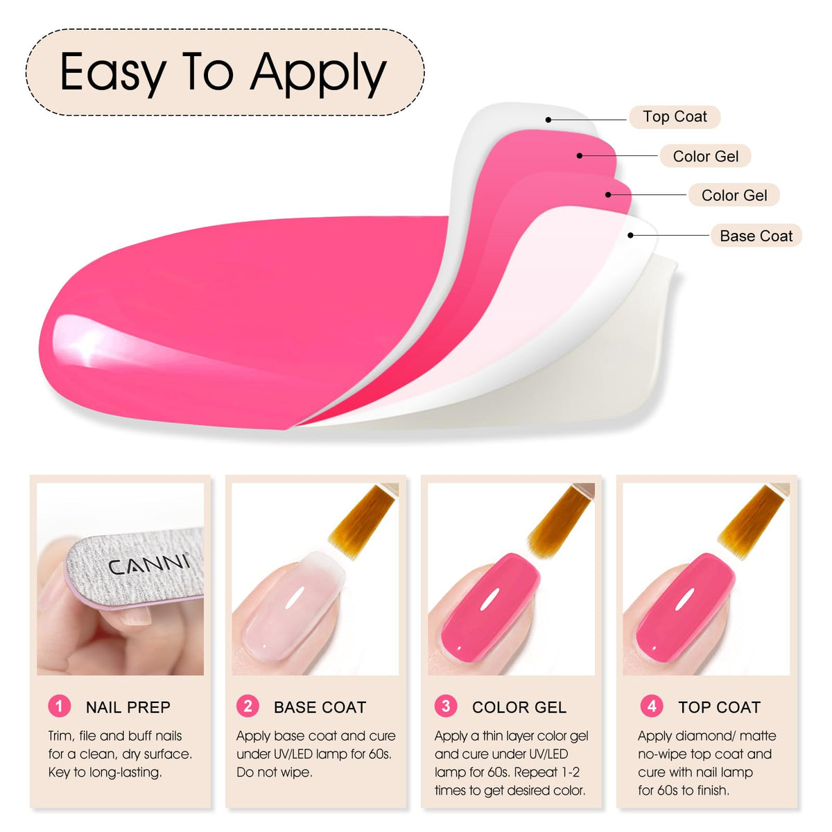 CANNI Vernis Gel 9ml Rose Foncé avec packaging