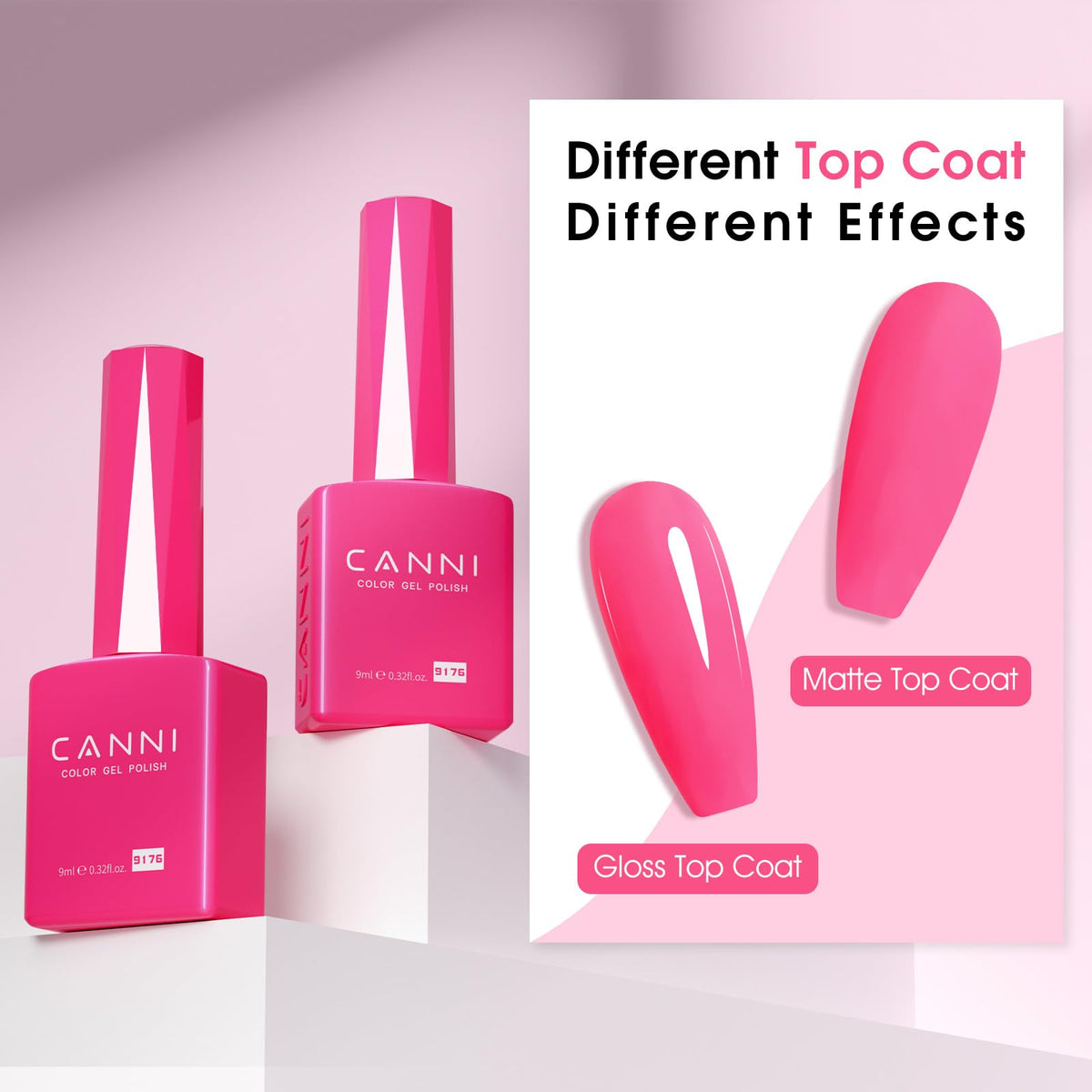 CANNI Vernis Gel 9ml Rose Foncé en usage à la maison