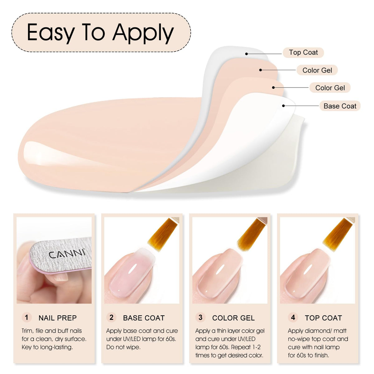 CANNI Vernis Gel 9ml Rose Nude sous lampe UV