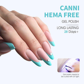 CANNI vernis gel bleu pastel application sur ongles