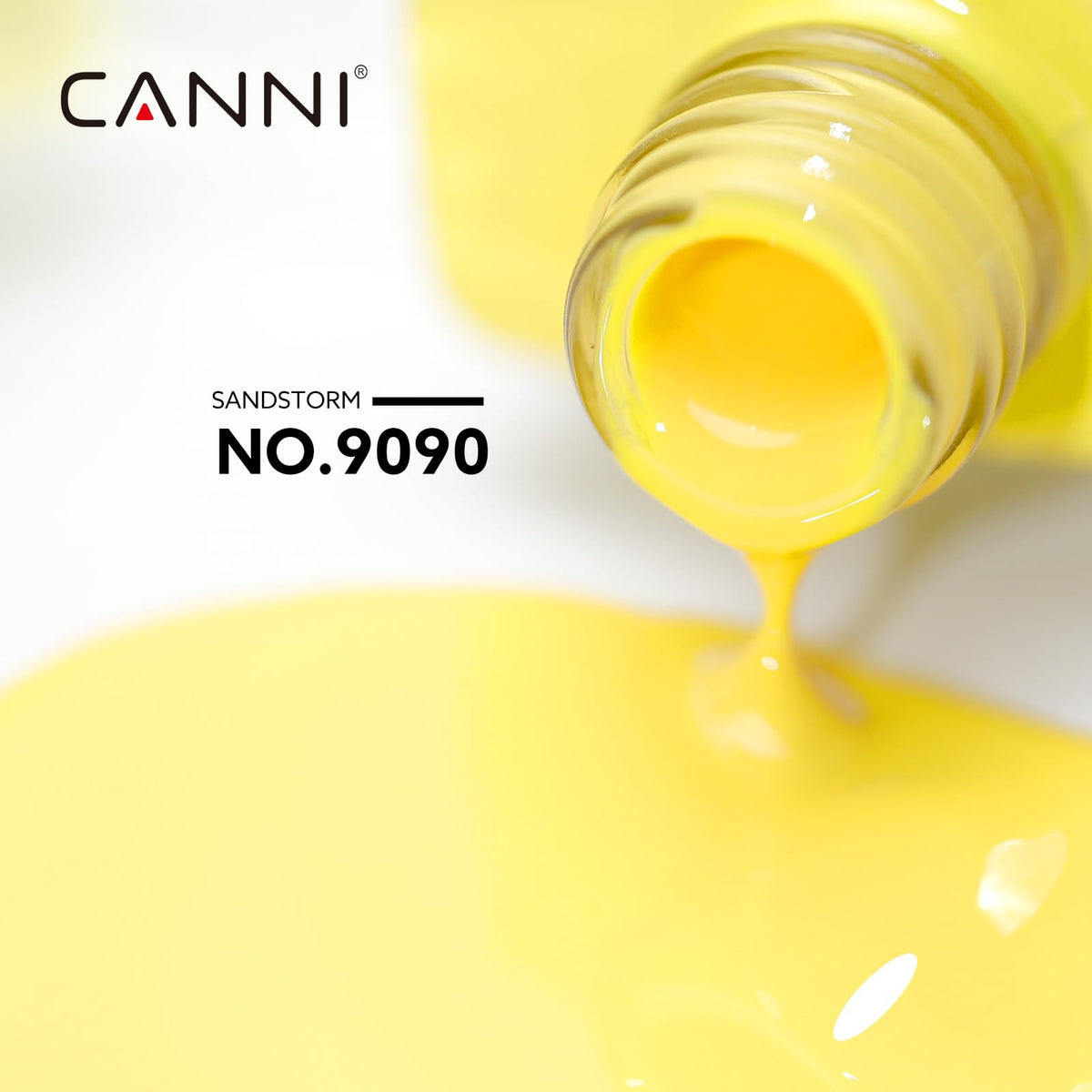 CANNI Vernis Gel Jaune Néon Éclatant appliqué sur des ongles manucurés