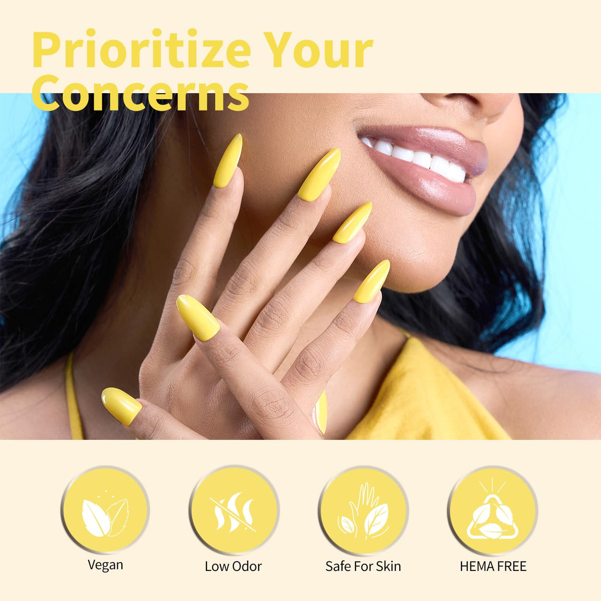 CANNI Vernis Gel Jaune Néon Éclatant avec d'autres vernis CANNI